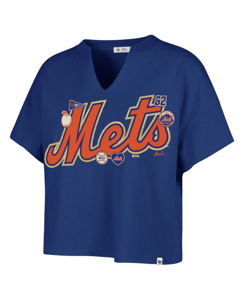 Stoney Clover Lane X Women's Royal New York Mets Oversized Notch Neck T-Shirt