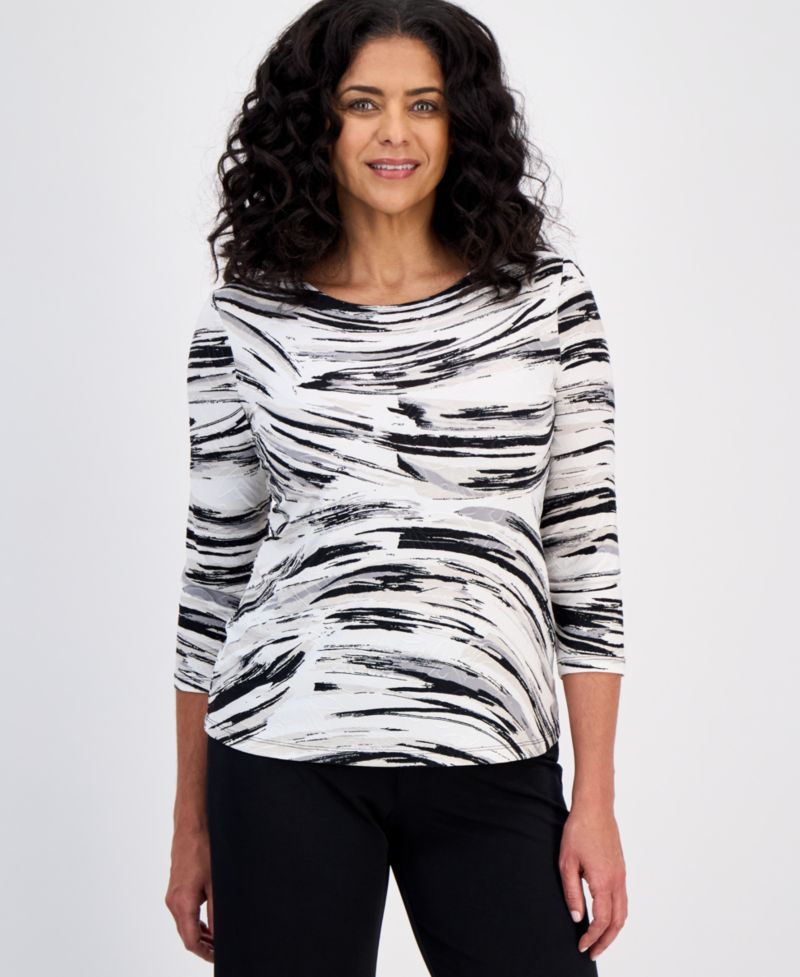 Women's Printed 3/4 Sleeve Jacquard Top
