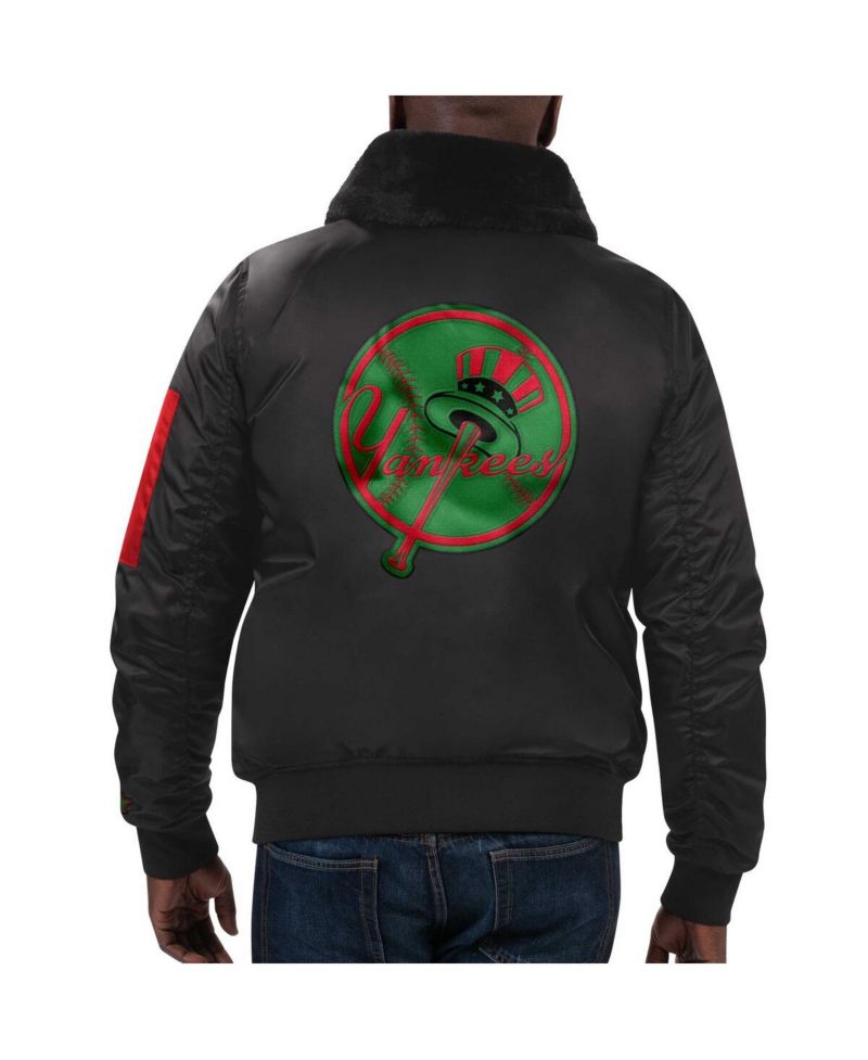 Men's x Ty Mopkins Black New York Yankees Black History Month Satin Full-Zip Jacket