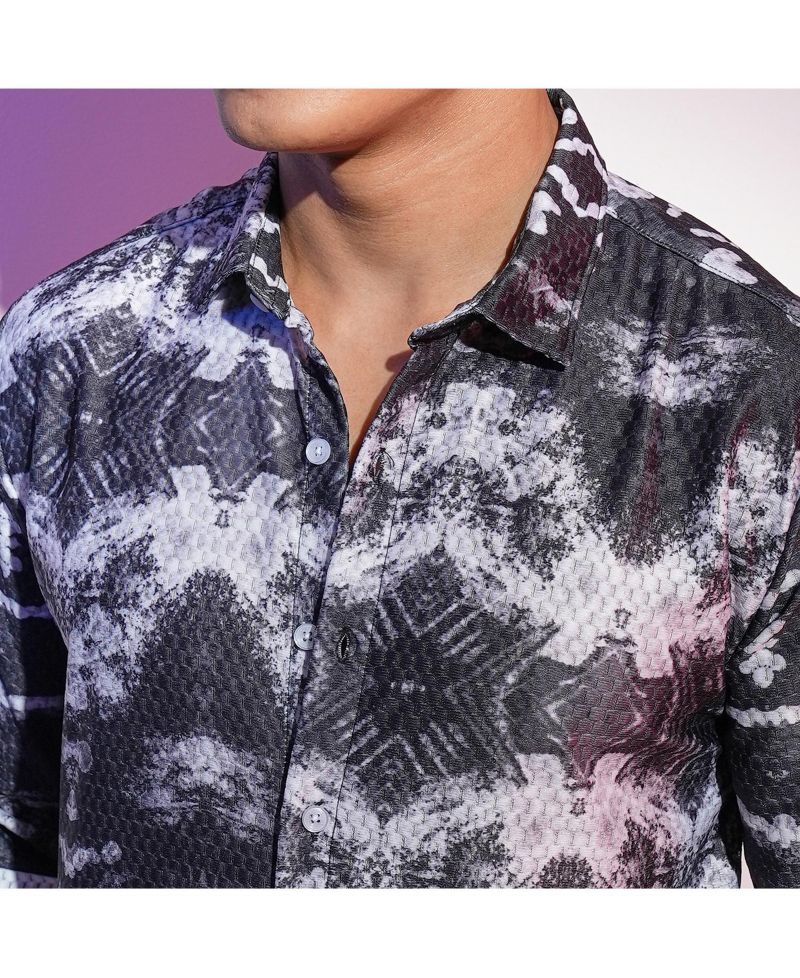 Men's Midnight Black & Ivory White Reptilia Shirt