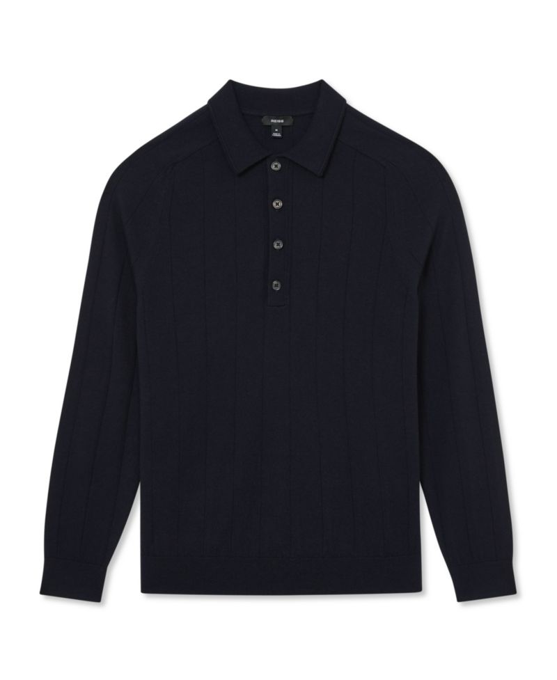 Men's Greyson Merino Wool Wide-Rib Polo Shirt