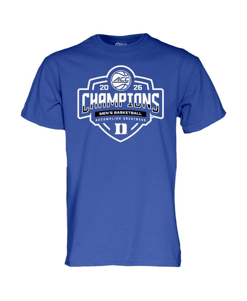Men's and Women's Royal Duke Blue Devils 2026 ACC Men's Basketball Tournament Champions Locker Room T-Shirt