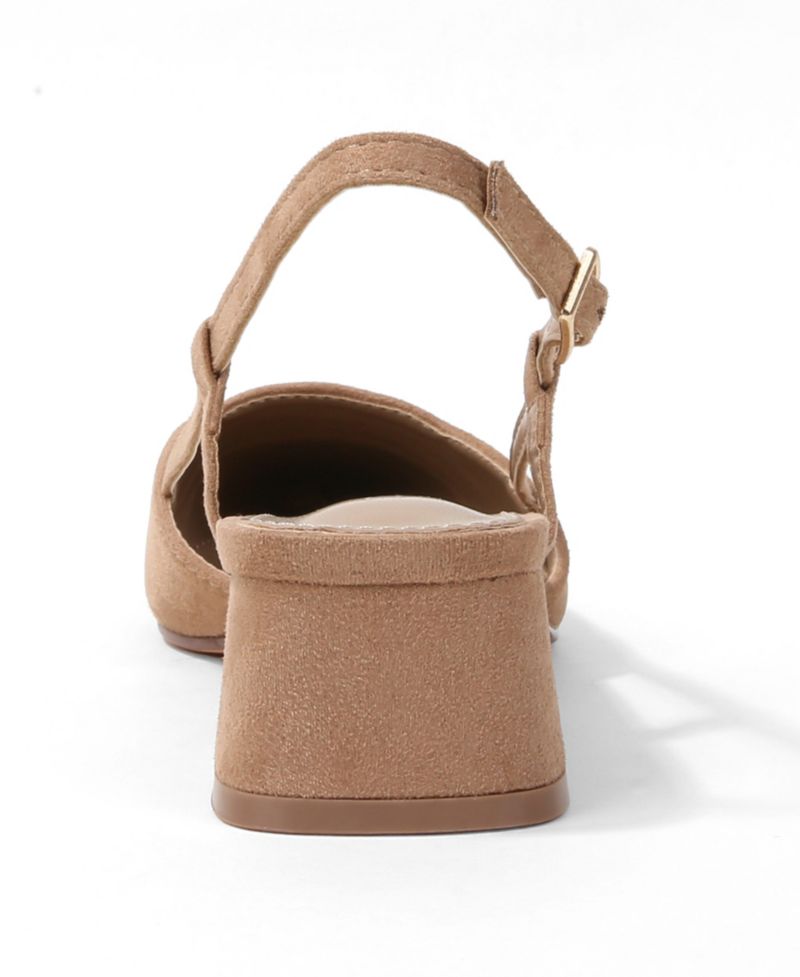 Women's Fay Croco Texture Toe Cap Low Block Heel Slingback
