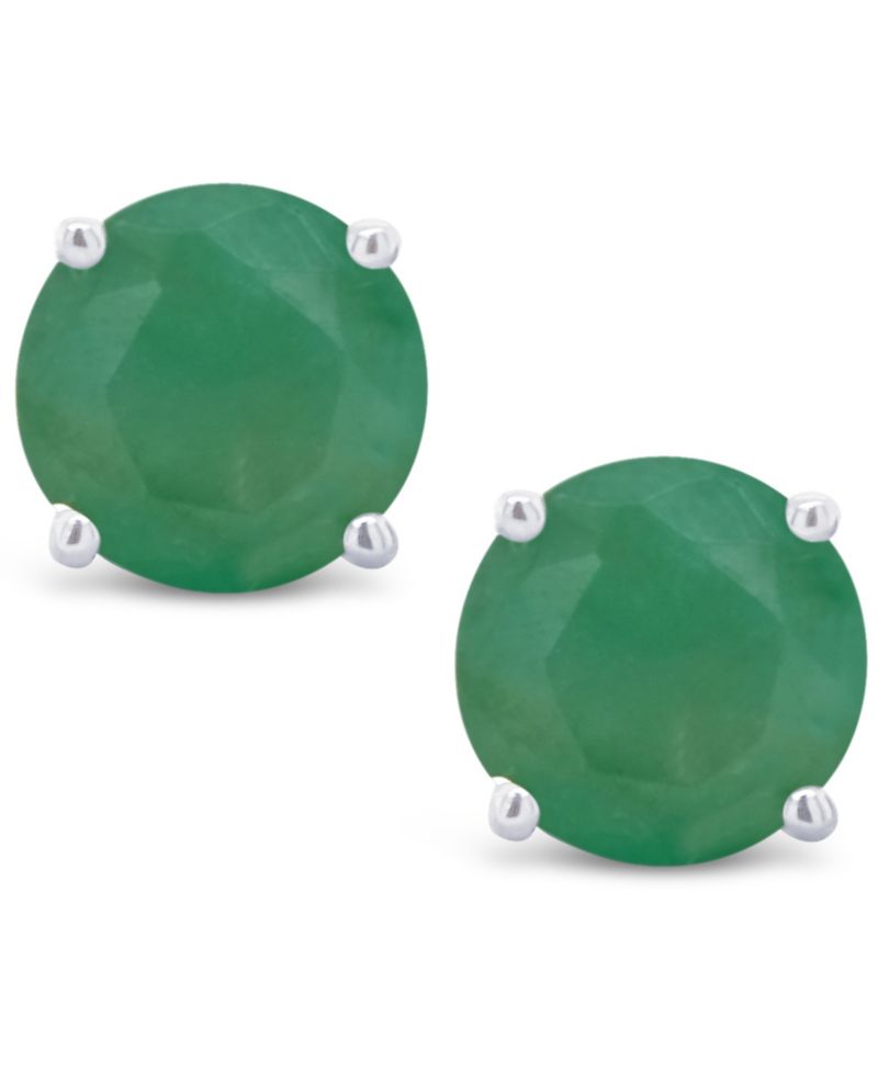 Emerald (1 ct. t.w.) Stud Earrings in 14K White Gold or 14K Yellow Gold