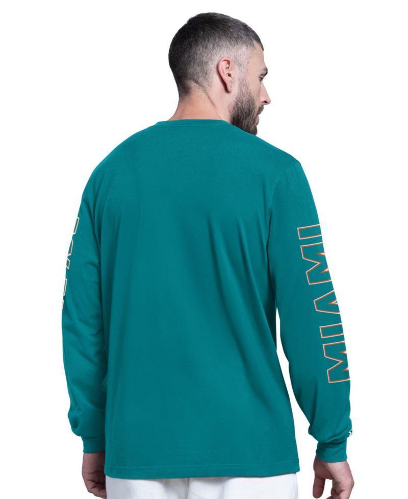 Men's Aqua Miami Dolphins Clutch Hit II Logo Long-Sleeve T-Shirt