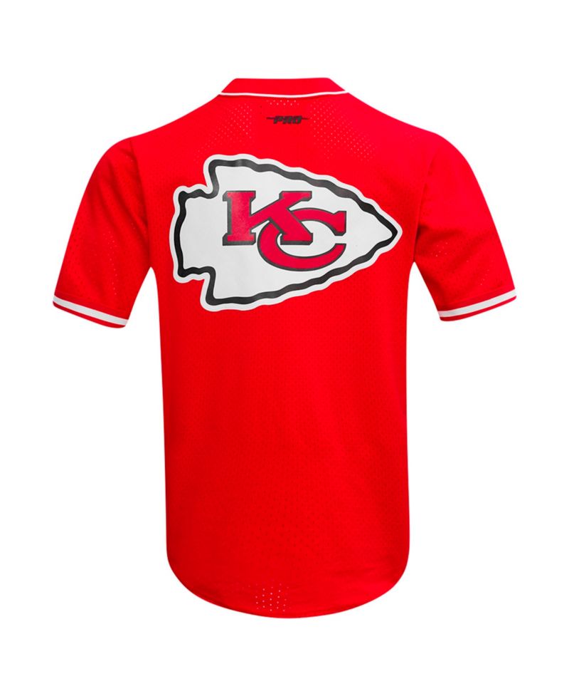 Men's Travis Kelce Red Kansas City Chiefs Mesh Button-Up Baseball Jersey