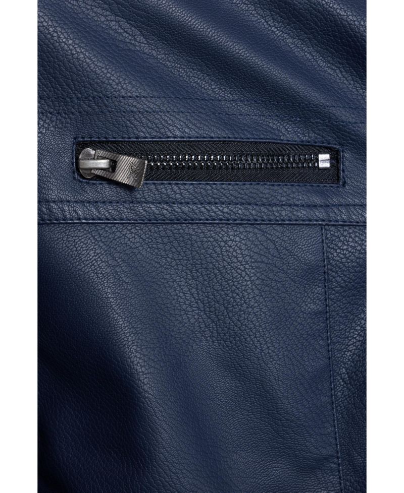 Boys Hooded Moto PU Leather Jacket With Lining