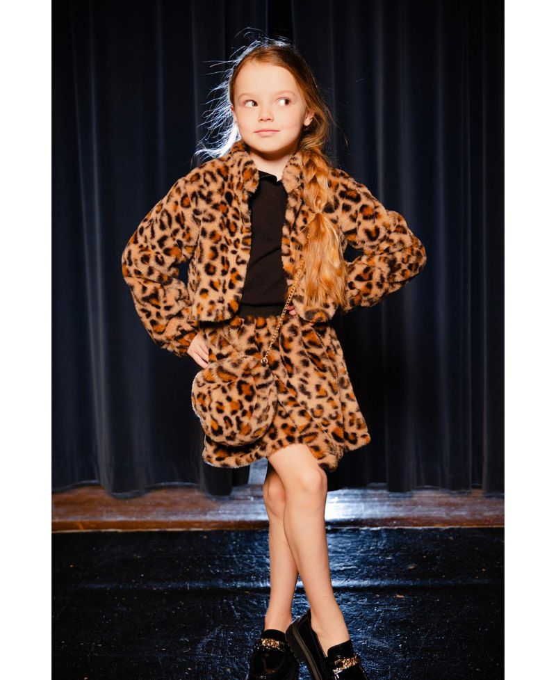 Toddler Girl( 2 to 5 ) Faux Fur Skirt Leopard Print