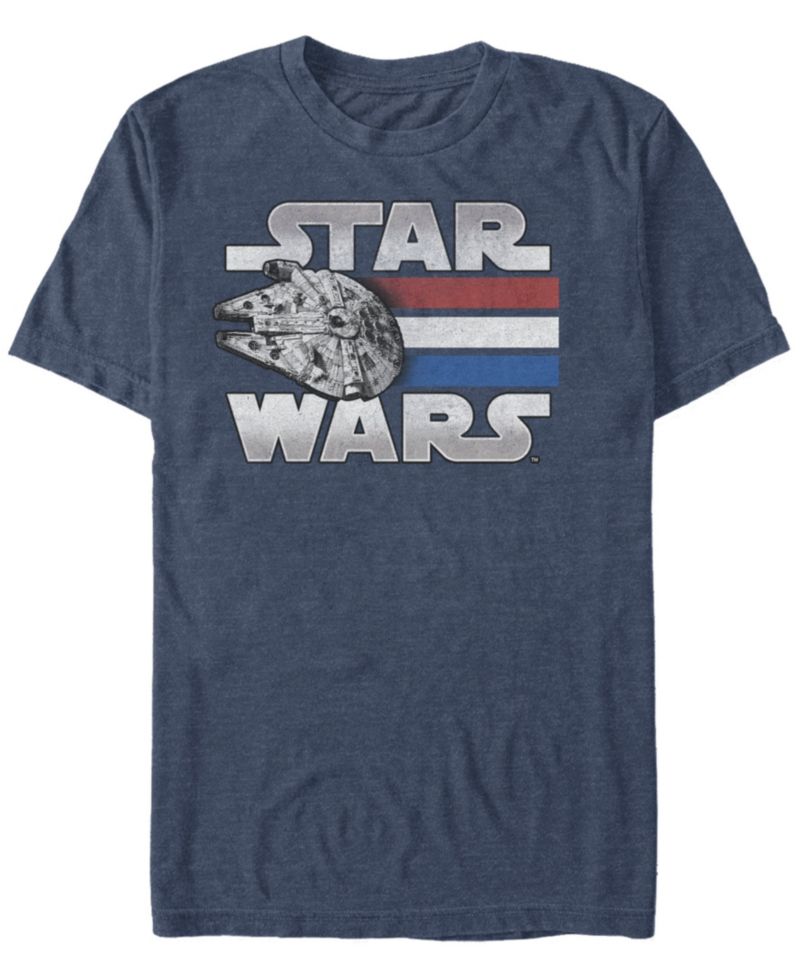 Men's Star Wars Red White Blue Stripes Falcon Short Sleeve T-shirt