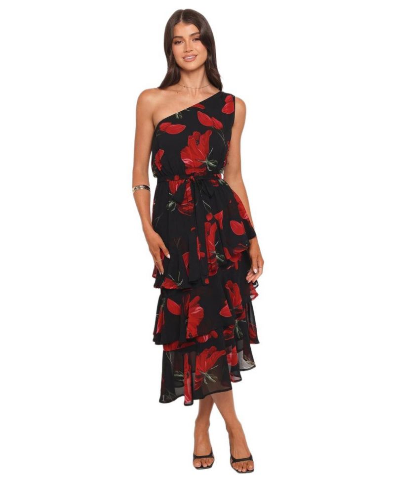 Women's Brigette One Shoulder Tiered Midi Dress