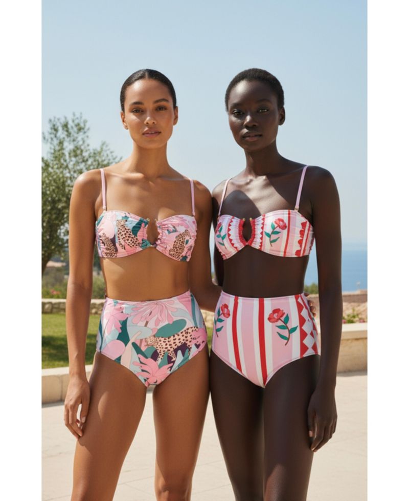 Women's Jungle Rose Reversible Square Bandeau Top