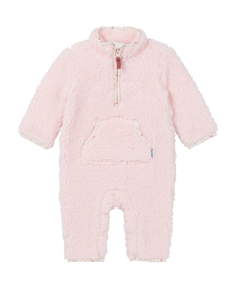 Baby Girls Fleece Romper with Half Zipper