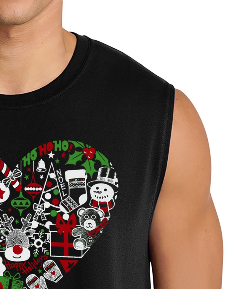 Men's Christmas Heart Santa Word Art Tank Top