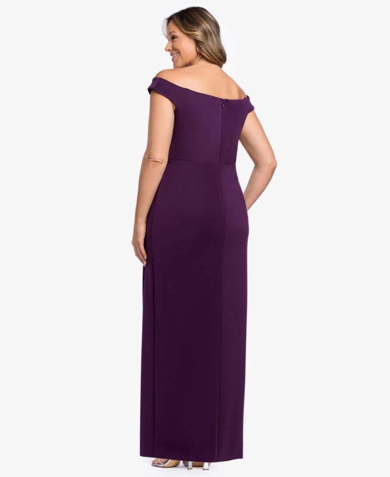 Plus Size Asymmetrical Off-The-Shoulder Gown Dress