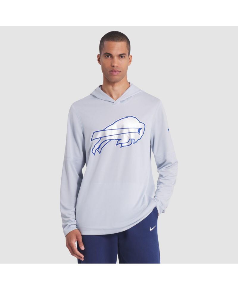 Men's Silver Buffalo Bills 2025 Rivalries Collection Sideline Dri-FIT Long Sleeve Hoodie T-Shirt