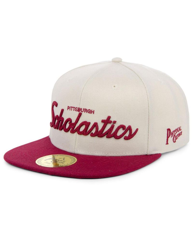 Men's Cream Scholastic Athletic Association Black Fives Snapback Adjustable Hat