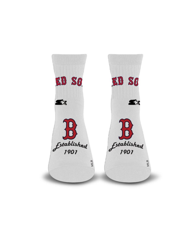 Men's and Women's White Boston Red Sox Established Stencil Quarter Socks