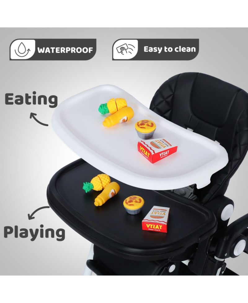 Convertible Baby High Chair with Adjustable Height, Double Tray and Compact Fold