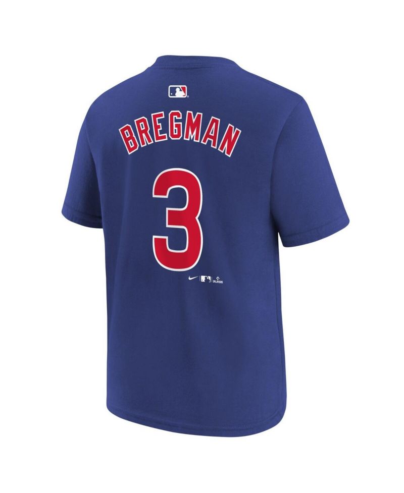Big Boys and Girls Alex Bregman Royal Chicago Cubs Name & Number T-Shirt