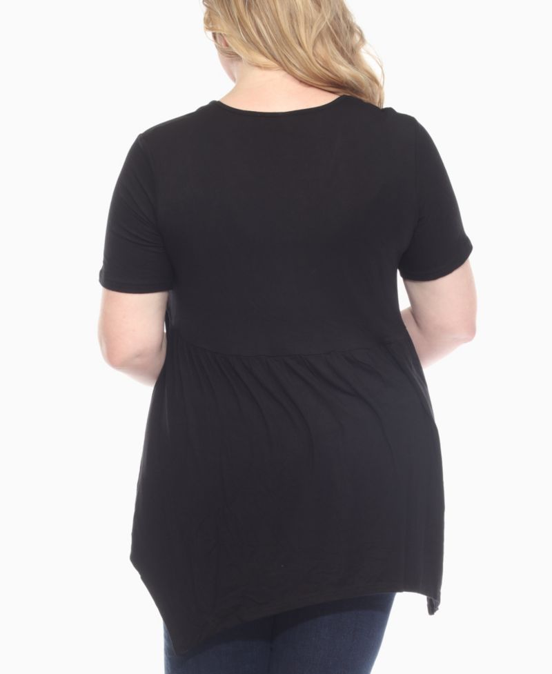 Plus Size Short Sleeve Shirred Front Knit Top