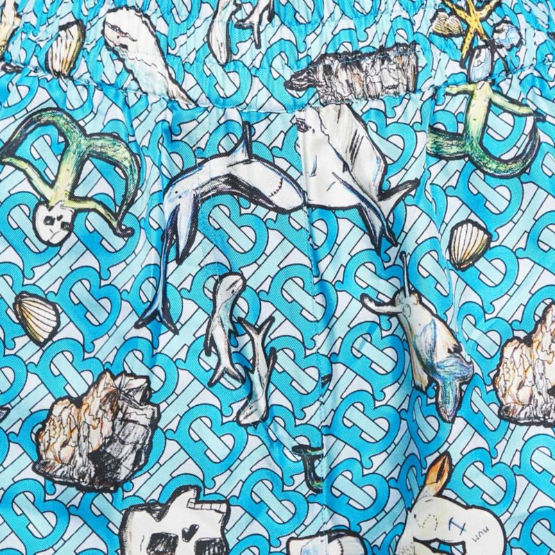 Women's Blue Tawney Print Silk Shorts