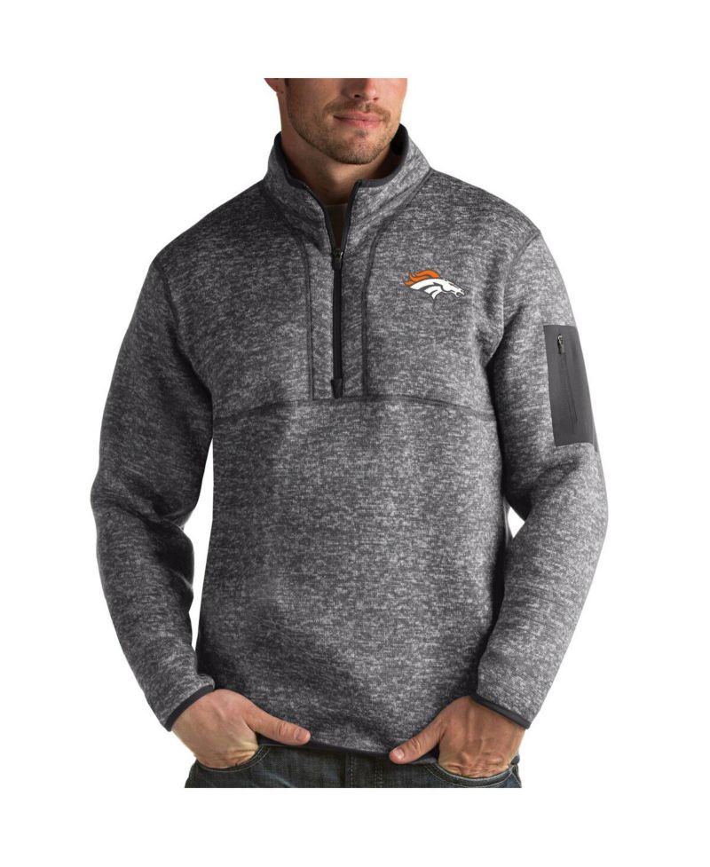 Men's Charcoal Denver Broncos Fortune Quarter-Zip Pullover Jacket