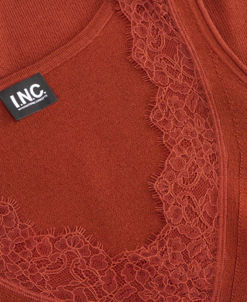 Women's Lace-Trim V-Neck Sweater Tank, Macy's Exclusively