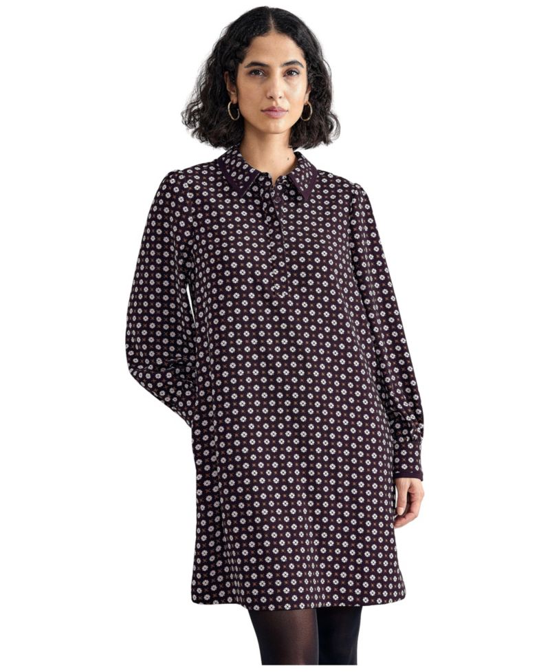 Women's Pamela Foulard A-Line Long-Sleeve Dress