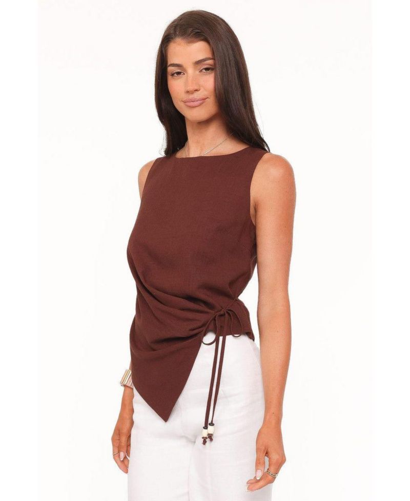 Women's Heloise Boat-Neck Sleeveless Side-Tie Blouse