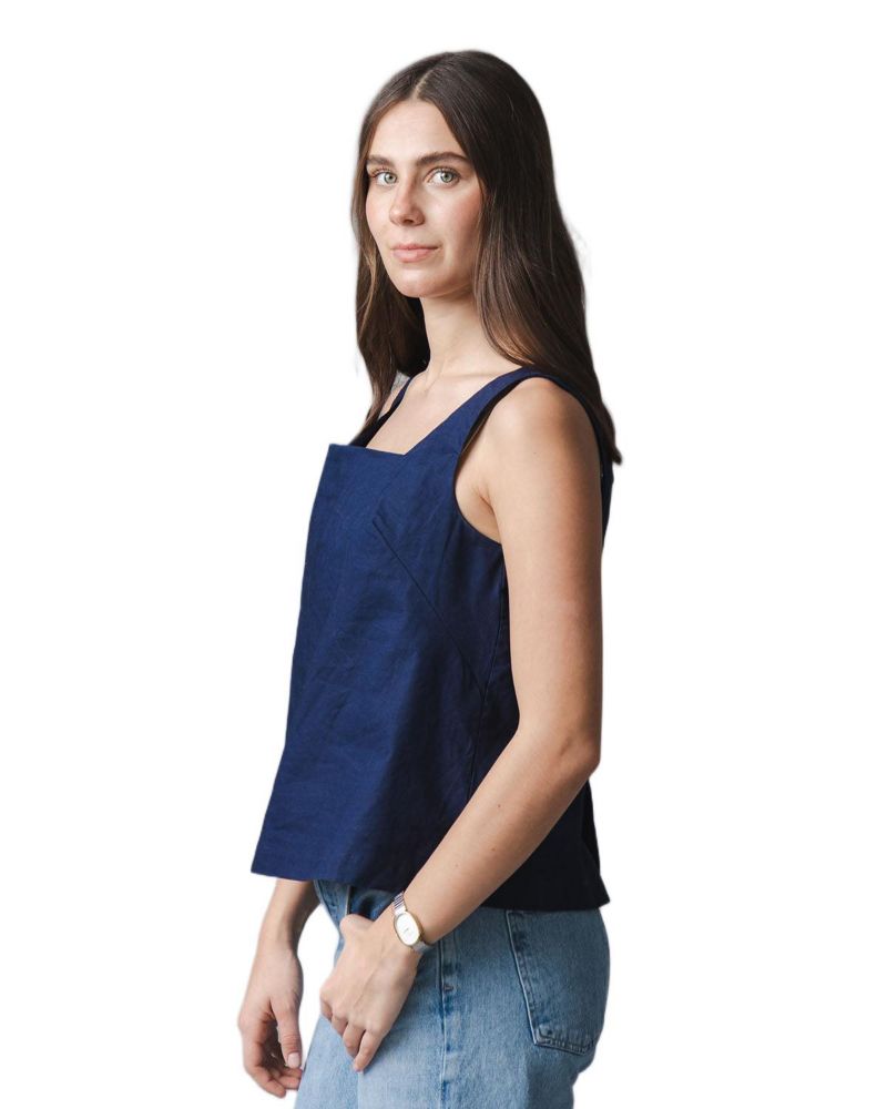 Women's Linen Square Neck Tank