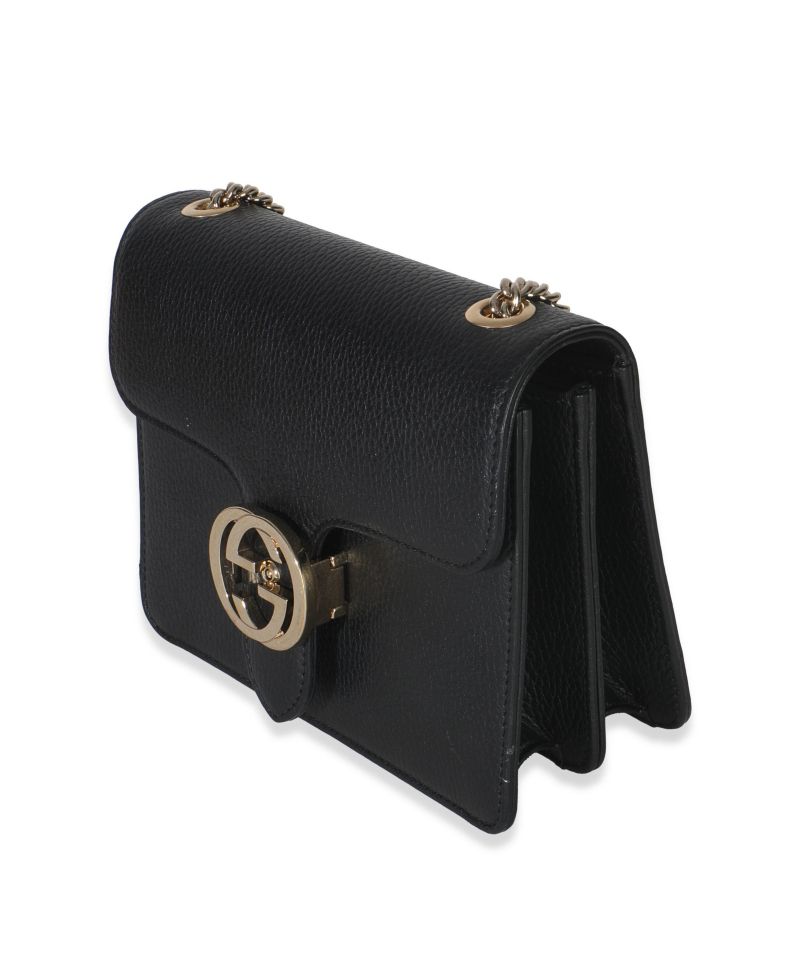 Black Dollar Calfskin Interlocking G Small Bag