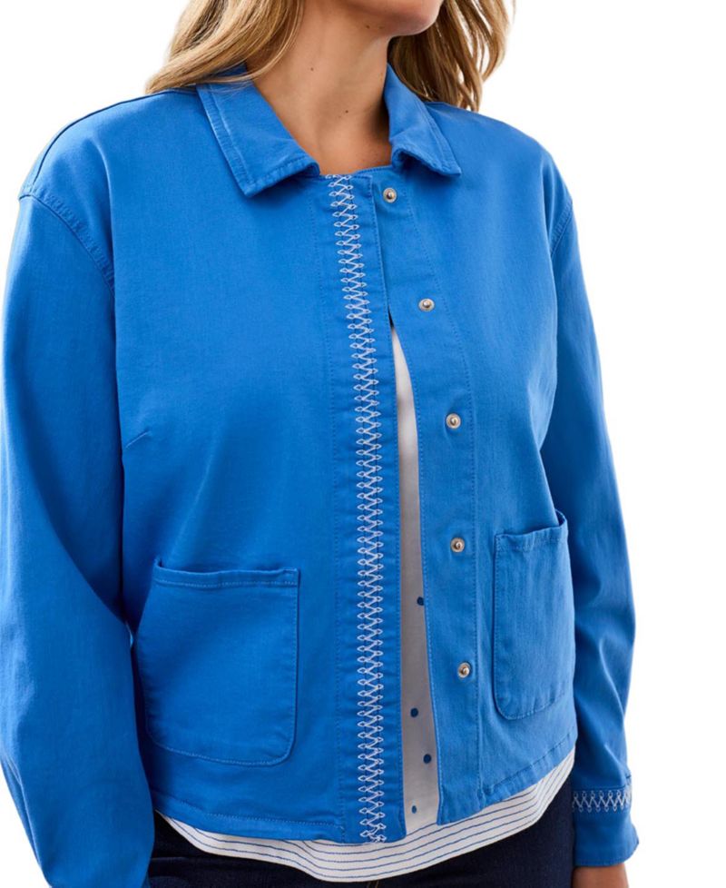Women's Hidden Snap-Front Stretch Denim Jacket
