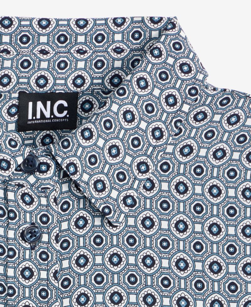 Women's Sleeveless Button-Up Geometric-Print Blouse