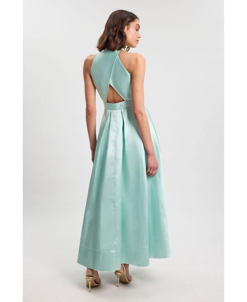 Women's Forever Twill Maxi Collared Back-Cutout Dress