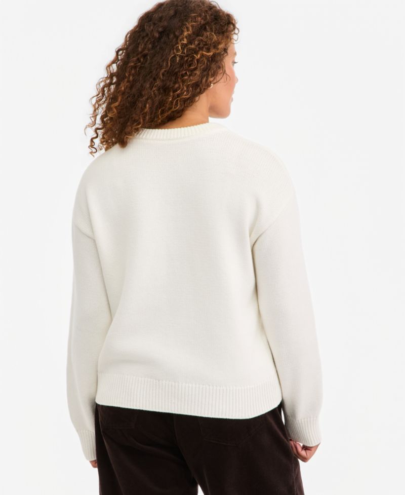 Women's Crewneck Embroidered Horse Long-Sleeve Sweater