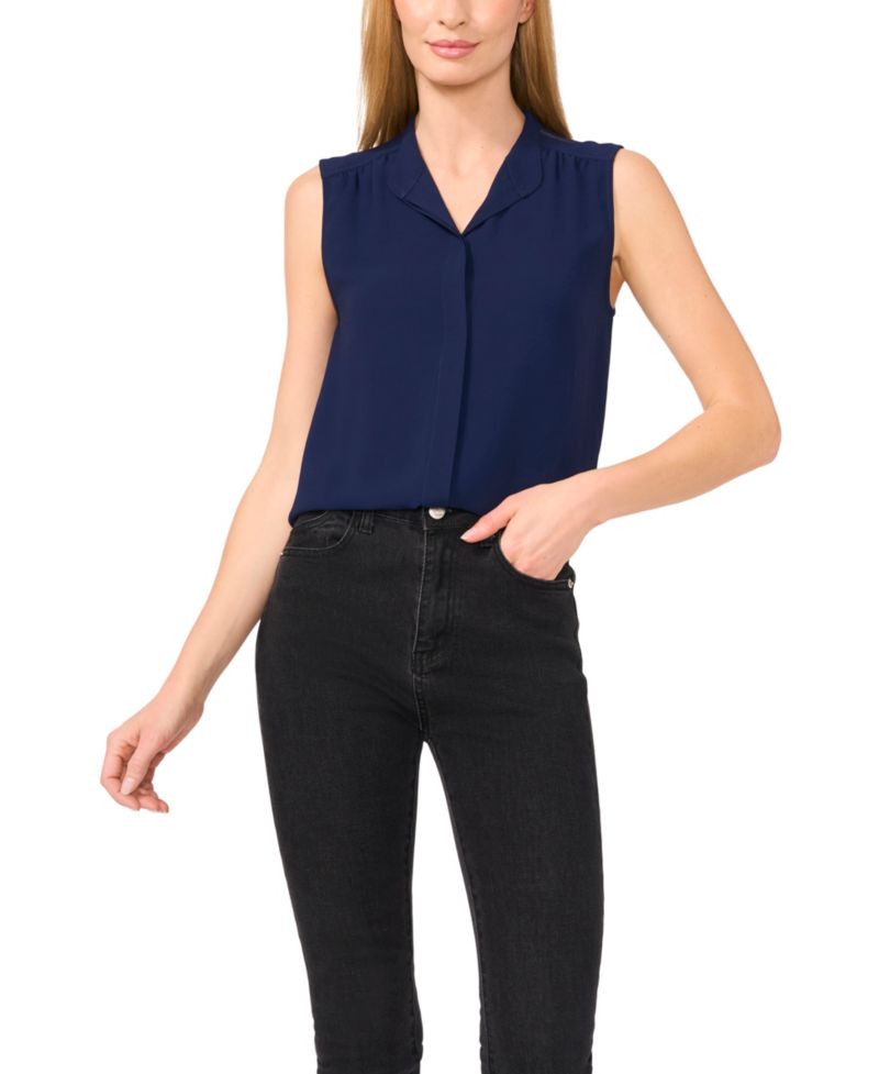 Women's Open Collar Sleeveless Top