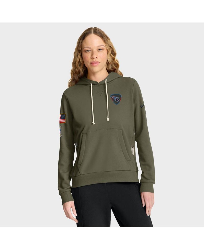 Women's Olive Tennessee Titans 2025 Salute to Service Sideline Standard Issue Dri-FIT Hoodie