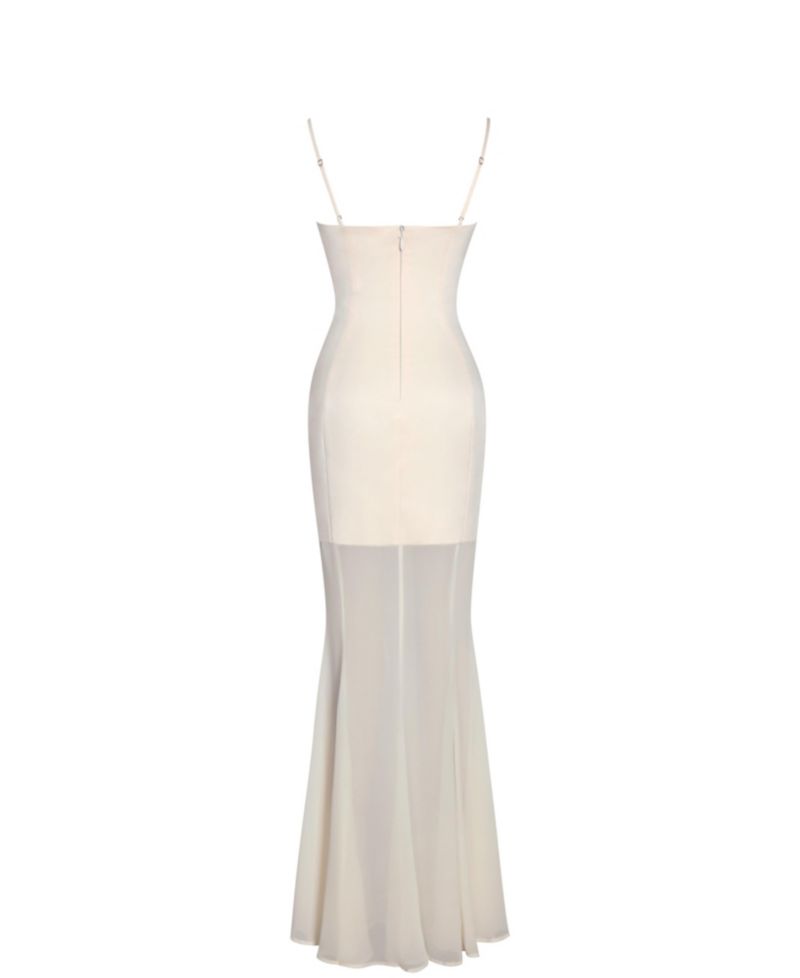 Women's Zayne Butter Yellow Ruch Breast Chiffon Mermaid Maxi Dress