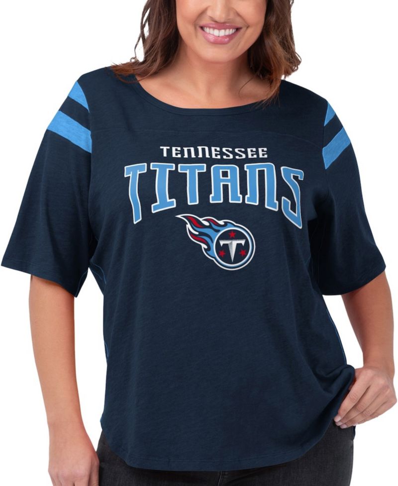 Women's Navy Tennessee Titans Plus Size Linebacker T-Shirt
