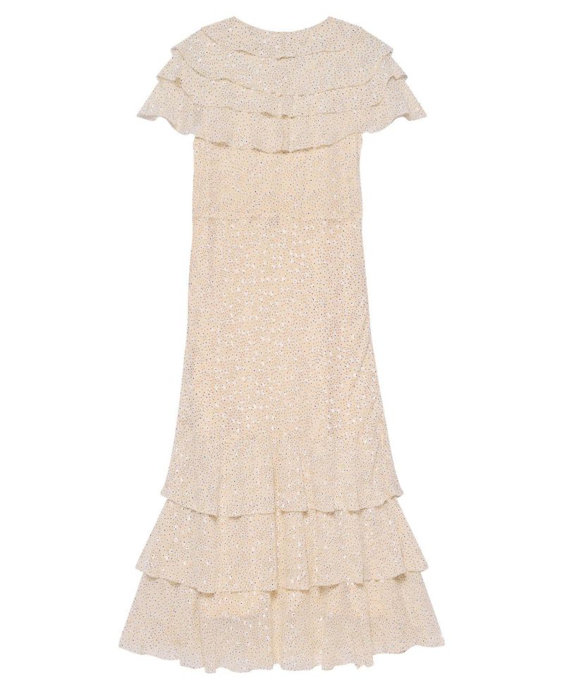 Women's Tiered Ruffle V-Neck Midi Dress