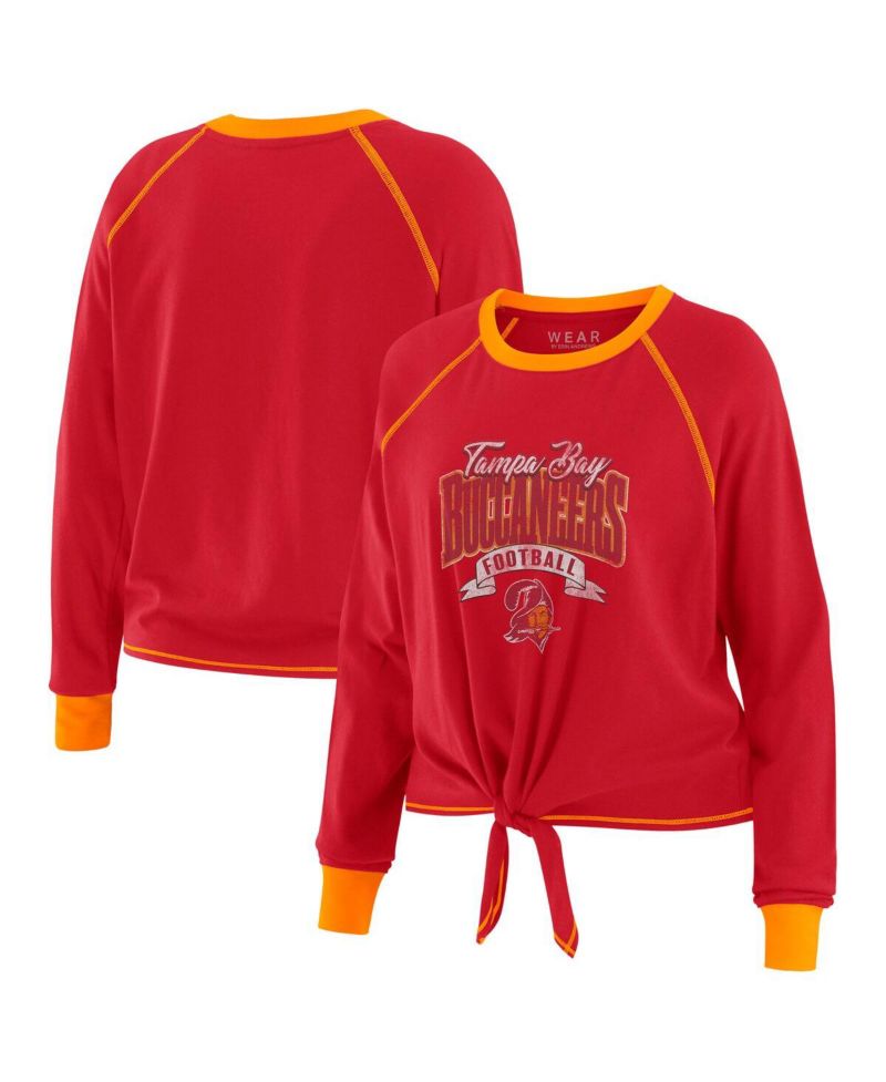 Women's Red/Orange Tampa Bay Buccaneers Tie-Front Long Sleeve Top