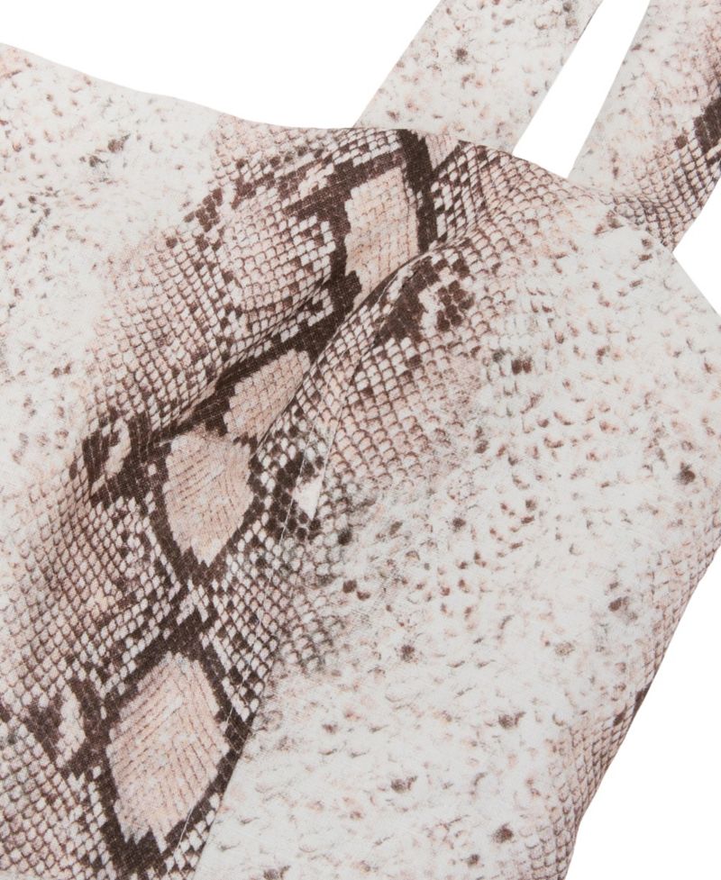 Women's Linen-Blend Snake-Print Midi Dress