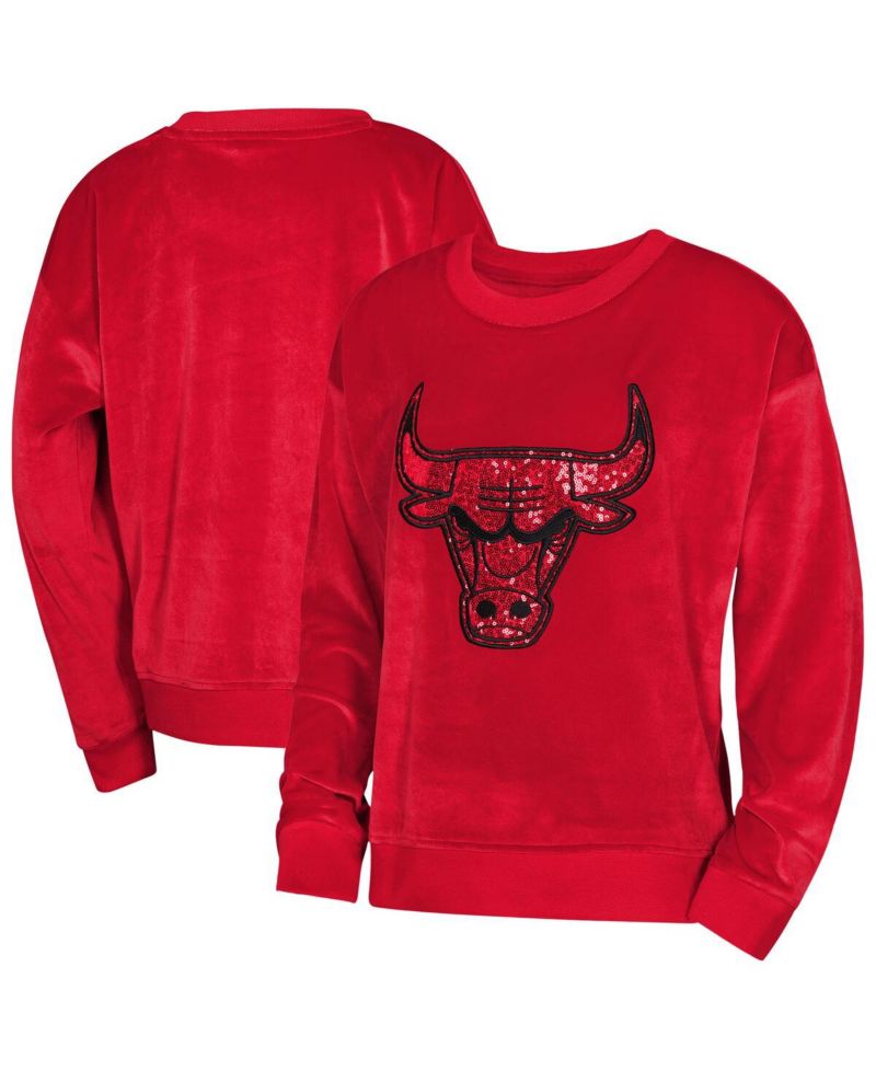 Big Boys and Girls Red Chicago Bulls Step Back Sweatshirt
