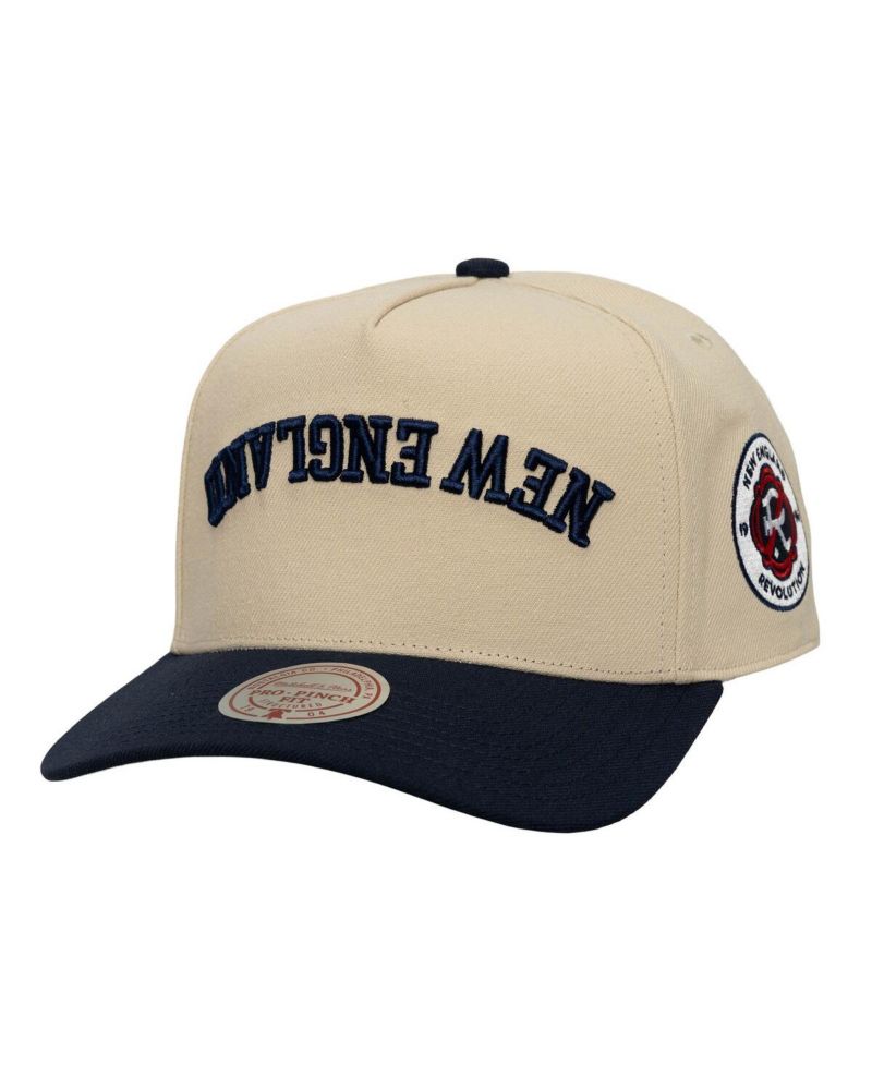Men's Cream/Navy New England Revolution Upside Down Pro Pinch Snapback Hat