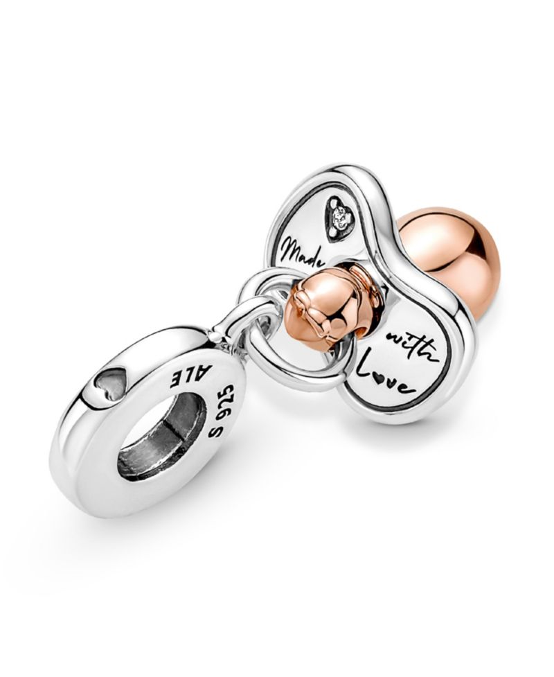 Cubic Zirconia Baby Pacifier Dangle Charm