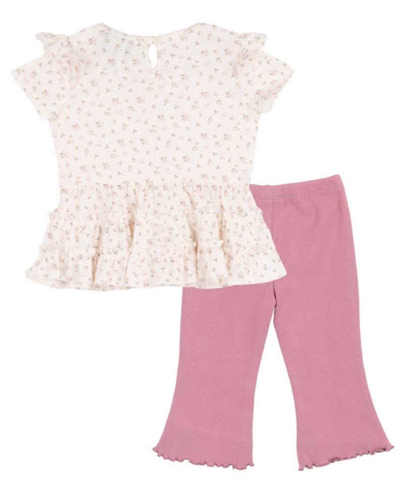 Baby Girls' Pointelle Tiered Ruffle Top and Legging, 2-Piece Set