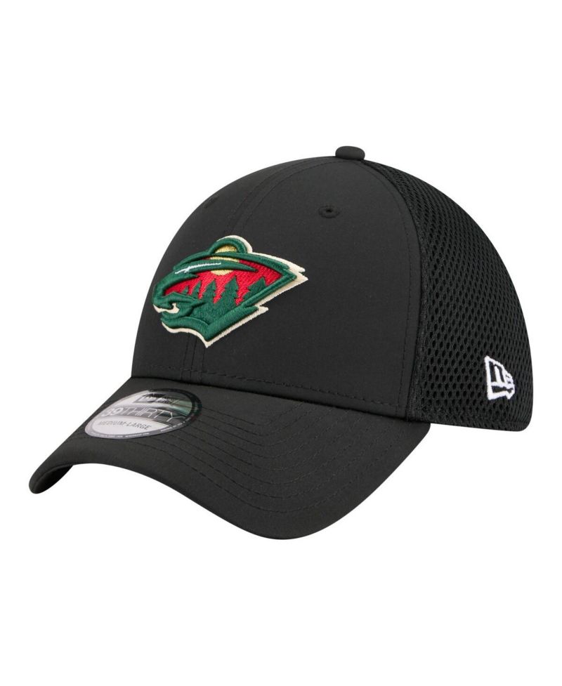 Men's Black Minnesota Wild Logo 39THIRTY Flex Hat