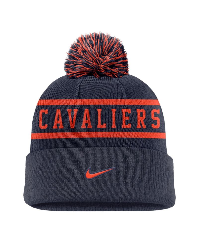 Men's Navy Virginia Cavaliers Peak Cuffed Knit Hat with Pom