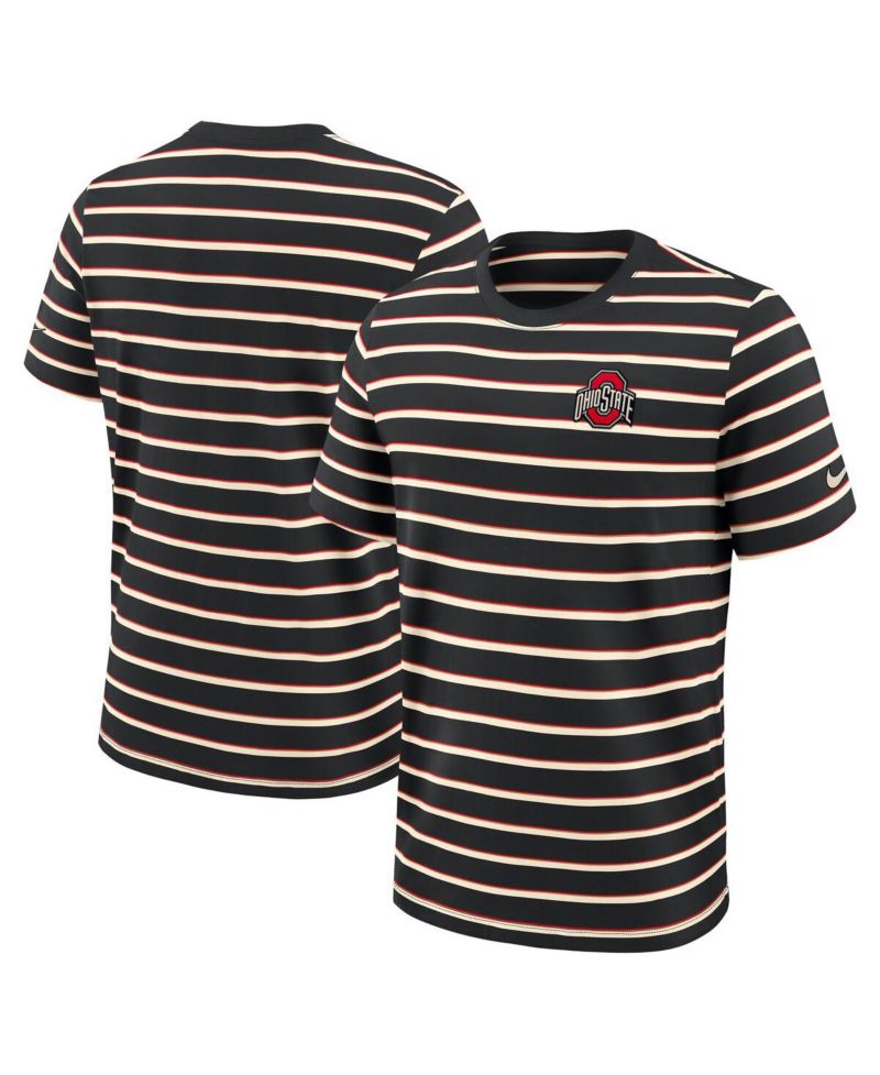 Men's Black Ohio State Buckeyes Athletic Prep Legacy Summit Stripe T-Shirt