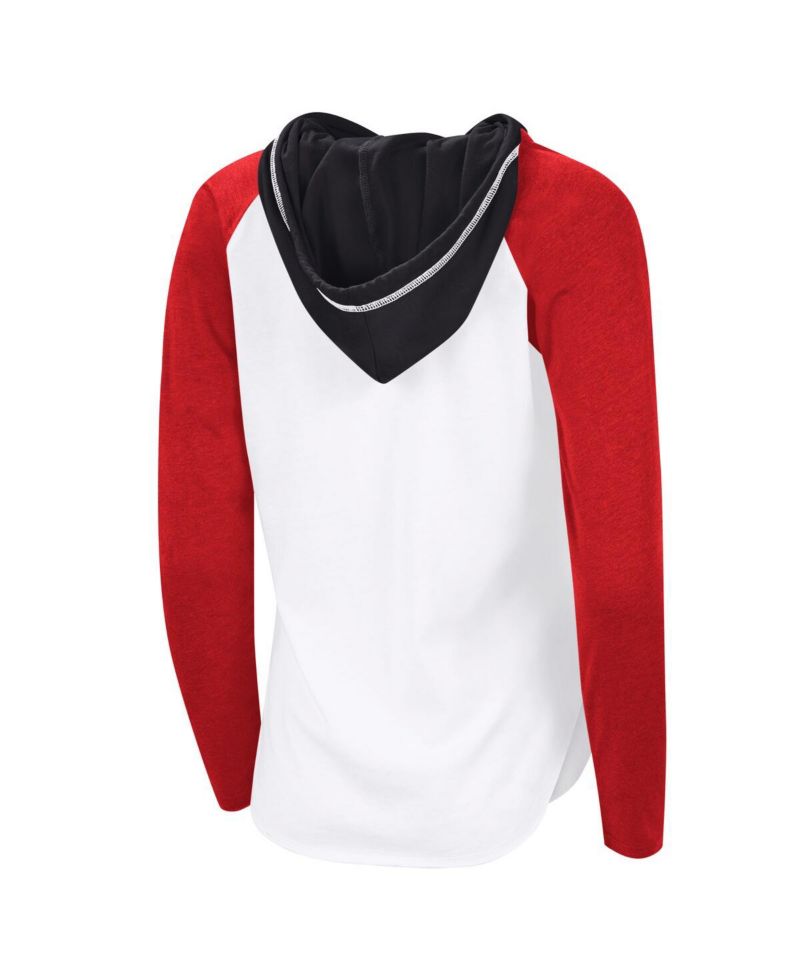 Women's White New Jersey Devils VIP Raglan Long Sleeve Hoodie T-Shirt